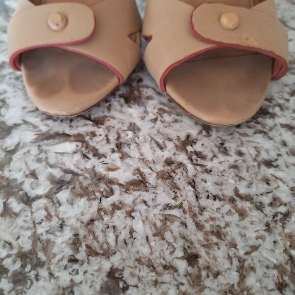 L.A.M.B Leather strappy nude heels sandals size 8.5 - Picture 2 of 14